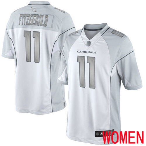 Arizona Cardinals Limited White Women Larry Fitzgerald Jersey NFL Football #11 Platinum->women nfl jersey->Women Jersey